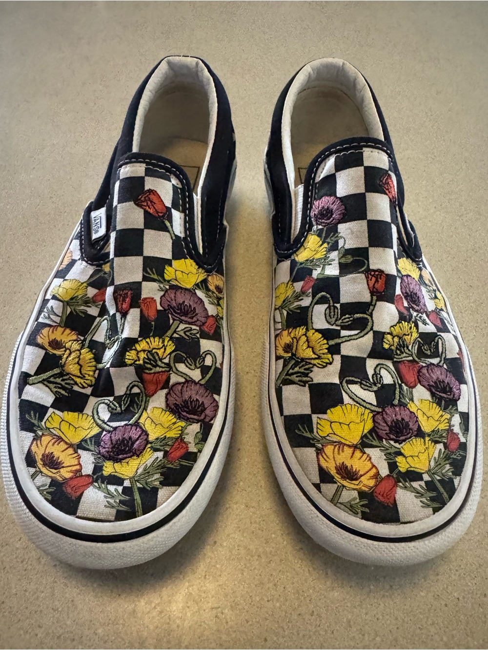 Vans Classic Slip-On Floral Checkerboard Sneakers – Women’s Size 6